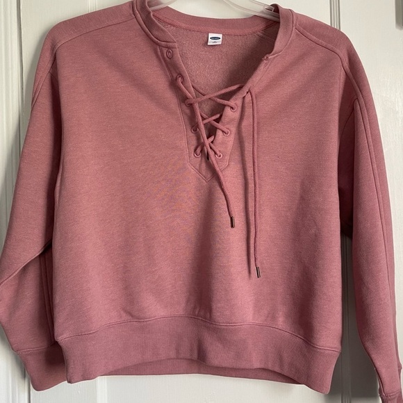 NWT Rib-Neck with lace up placket sweatshirt-XS - Picture 1 of 8